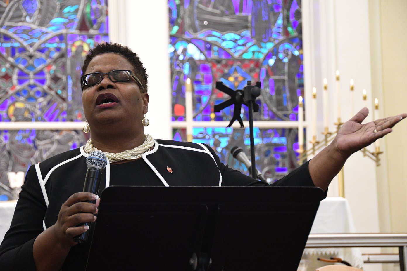 Bishop LaTrelle Easterling offers a prayer during the Community Vigil